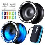 MAGICYOYO V3 Yoyos Professional Responsive Yoyo 2 Pack, Professional Metal Yo Yo for Beginner, Dual Purpose Pro Yo-yo Toy with KK Bearings + Removal Bearing Tool + Axle + Case Bag + 12 Yoyo Strings