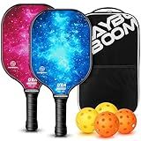 Pickleball Paddles Set of 2 or 4, USAPA Approved Pickleball Set with 4 Pickleball Balls and Pickleball Bag, Fiberglass Pickle Ball Rackets 2 Pack(Blue&Red)
