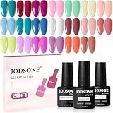 JODSONE 23 PCS Gel Polish Kit Colorful Fashion Classic Nail Gel Set 3 Bottles of Base Coat Matte and Glossy Top Coat