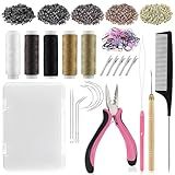 Lumitressa Hair Extension Tools Kit, 500 Silicone Lined Micro Rings, 1 Plier, 1 Threader, 1 Crochet Hook, 8 C/J/I Needles, 5 Clips, 1 Comb, 5 Sewing Threads,100 Mini Rubber Bands with Storage Case