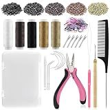 Lumitressa Hair Extension Tools Kit, 500 Silicone Lined Micro Rings, 1 Plier, 1 Threader, 1 Crochet Hook, 8 C/J/I Needles, 5 Clips, 1 Comb, 5 Sewing Threads,100 Mini Rubber Bands with Storage Case