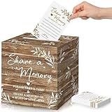 Pajean 50 Pcs Share a Memory Cards for Collections of Life, Memory Cards Box for Guest Ideas Funeral Graduation Wedding Bridal Shower Birthday Anniversary Retirement(Wood Color)