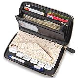 Three Way Cut Cash Envelope Wallet All in One Budget System RFID Blocking with 12x Tabbed Envelopes 12x Monthly Budget Cards 1x Yearly Budget Planner Sheet Complete Money Organizer Set - Black