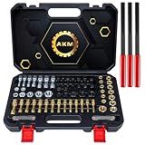 AKM 61Pcs Thread Restorer Kit, Rethread Repair Tool, UNC UNF & MetricThread Chaser Set with Thread Pitch Gauge