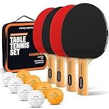 PRO SPIN Ping Pong Paddles - High-Performance Set with Premium Table Tennis Rackets, 3-Star Ping Pong Balls, Compact Storage Case | Professional Quality Ping Pong Paddle Set (4-Player Set)