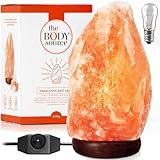 The Body Source Himalayan Salt Lamp | 8-10 in (7-11 lb) | Natural Salt Rock Lamp with Dimmer Switch & Wooden Base | Night Light & Bulb Replacement