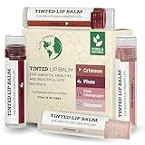 Earth's Daughter Tinted Lip Balm 4 Pack of Assorted Colors - Beeswax, Coconut Oil, Cocoa Butter, Vitamin E - Moisturize and Beautify - Paraben Free