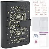 SOUL MAMA Zodiac Budget Binder with Cash Envelopes For Budgeting – Black Aquarius A6 Binder, Money Organizer for Cash Binder, Money Saving Binder with Budget Envelopes & Rose Gold Stickers