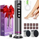 Dermave Electric Foot Callus Remover Cordless, 2 in 1 Wireless Electric Foot File, Adjustable 9 Speed Rechargeable Pedicure Foot Filer Tool w/Sandpaper Discs & Nail Drill Bits, Digital Display (Gray)