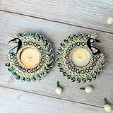 LOVENSPIRE Peacock Tealight Candle Holder Festival of Light Decorative T-Light Holder for Diwali Christmas Hanukkah Thanksgiving Gift Moti Candle Holder for Centerpiece Dining Table Home Decor