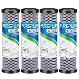 1 Micron 2.5" x 10" Whole House CTO Carbon Water Filter Cartridge Replacement for Under Sink Water Filter System, Dupont WFPFC8002, WFPFC9001, FXWTC, SCWH-5, WHEF-WHWC, WHCF-WHWC, AMZN-SCWH-5, 4Pack
