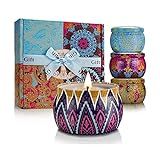 Candles Gift Set for Women, 4 Pack Scented Candles with 8% Essential Oils, 120H Long Lasting Aromatherapy Candles for Home Relaxation