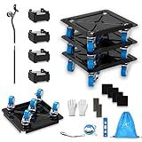 BYKLAUDIA Heavy Duty Furniture Dolly 360° Rotating 5 Wheels, Alloy Steel 3000 lbs Load Capacity Furniture Movers with Measuring Tape & Leveler