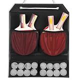 VISEMAN Ping Pong Storage Rack, Table Tennis Racket Holder Wall Mount Organizer for 4 Paddles and Balls