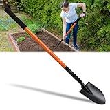 Small Shovels for Digging, Garden Spade Shovel Beach Shovels with 43.3in Handle,Heavy Duty Portable Metal Shovel for Gardening Camping Trenching Digging Landscaping,Off-Road Use, Orange