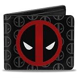 Buckle-Down mens Buckle-down Pu Bifold - Deadpool Logo Centered/Monogram Black/Gray/Red/White Wallet, Multicolor, 4.0 x 3.5 US