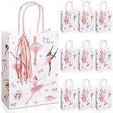 Ctosree24 Sets Ballerina Gift Bags with Ribbon Ballerina Birthday Party Decoration Ballerina Party Favor Goodie Bags Dancing Party Supplies Ballet Birthday Party Boxes for Baby Shower Party