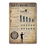 Vintage Darts Knowledge Metal Tin Sign Dart Board Accessories Holder Wall Mount Dart Throw Line Poster Metal Tin Signs 8x12 Inch