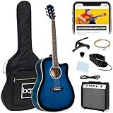 Best Choice Products Beginner Acoustic Electric Guitar Starter Set w/ 41in, All Wood Cutaway Design, Gig Bag, Strap, Picks - Blue