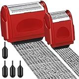 Nezyo 2 Pack Identity Protection Roller Stamp Identity Theft, Confidential, Privacy Roller Stamp Information Blocker and 4 Pack Refill Ink for ID Account Data Address Security(Red)