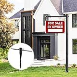 Real Estate Sign Post, 100 inch Realtor Yard Sign Post for Sale Signs, Rent Signs, Open House Signs for Real Estate, 35" Arm Holds up to 25" Sign, Black (No Sign Included)