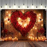 10X8ft Engagement Party Backdrop Red Love Heart Photography Background, Romantic Wedding Bridal Party Background Decor Proposal Confession Backdrop Banner Portrait Photo Studio Booth Props