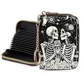 Luoycxy Credit Card Holder for Women,Small Rfid Wallet with Keychain Zipper,Cute PU Leather Card Case Wallet，Accordion Credit Card Wallets Gift,Skeleton Couple