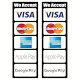 (2 pcs) We Accept Credit Card & Mobile Payment Service (8.00 x 2.70 inch) POS Cashier Signs Waterproof Stickers Compatible for Visa, MasterCard, AmEx, (Apple Pay & Google Pay Compatible)