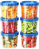 BiuLeon 6 Pack-24 oz Freezer Storage Containers, Plastic Food Storage Containers with Twist Top Lids, BPA Free and Reusable Soup Containers with Lids, Leakproof/Microwave/Dishwasher Safe