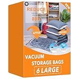 6 Large Vacuum Storage Bags,Plastic Packaging Bags,Space Saver Sealer Compression Bags for Blankets, Comforters, Pillows, Clothes Storage