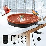 GESAIL Heated Bird Bath for Outdoors for Winter, 3 Easy Ways to Mount Detachable Bird Bath Bowl, 75W Heated Bird Baths with Thermostatically Controlled for Garden Yard Patio Lawn, Terracotta