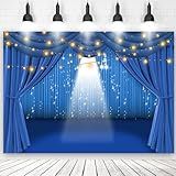 6x4ft Blue Theater Stage Spotlights Backdrop for Business Event Prom Talent Show Anniversary Party Photography Background