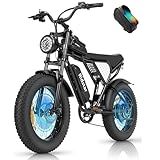 Electric Bike for Adults Q20, Peak 3000/1500W, 37/30MPH,52V 40AH,48V/20AH E-Bike,30-180 Miles Electric Motorcycle, 20" Fat Tire Dirt Bike, UL2849 All Terrain for Mountains, Snow Q20Pro-2000W 52V 40AH