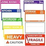 400 PCS 3.5 x 2 Inch Large Moving Labels for Boxes, 9 Color Coded Moving Stickers, Packing Boxes for Moving Supplies Labels with Writable Notes Areas Heavy Fragile Stickers