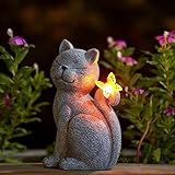 Nacome Cat Outdoor Statues for Garden: Outside Decor with Butterfly Clearance for Yard Art Lawn Ornaments Porch Patio Balcony Home House for Grandma Mom Women