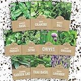 Organic Herb Seeds Variety Pack - 10 Individual Packs - 2025 Season - Basil, Cilantro, Dill, Thyme, Parsley and More! for Indoor & Outdoor Planting (Non-GMO, Certified Organic)