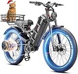 eAhora Romeo Pro Electric Bike for Adults, 1600W 34Mph Ebike, 60AH 140+Miles Long Range Electric Bike, 26" *4.0 Fat Tire Electric Mountain Bike Full Suspension Off-Road E-Bike, UL2849