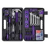 CARTMAN 152-Piece Basic Household Hand Tool Set,with Toolbox Storage Case, All Purpose Home Tool Kit Includes Essential Tools for Office College Repairs Purple