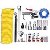 WYNNsky Air Compressor Kit, 1/4 Inch NPT Air Tool Kit with 1/4 Inch x 25Ft Coil Nylon Hose/Tire Gauge - 20 Pieces