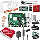 RasTech Raspberry Pi 4 4GB Starter Kit with Pi 4 4GB Board, 32GB Card 4 Copper Heatsink 2 HD Out Cable 5V 3A Power Supply with ON/Off Case Cooling Fan Card Reader Screwdriver