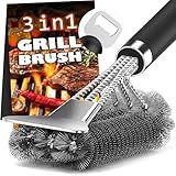 Grill Brush and Scraper-18 Adjustable Handle Safe BBQ Grill Brush for Outdoor Grill-Deep BBQ Clearning Brush wih Bottle Operner Extra Strong Grill Cleaner Accessories for Gas/Charcoal Grilling Grates