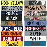 Custom Uniform Name Tapes, 56 Fabric Options, Different Font Styles Available in 5 Sizes.