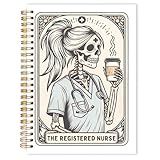 Qabliqo Funny Gothic Skeleton Nurses Spiral Notebooks, Registered Nurse Gifts Journal for Writing, Nurse Appreciation Week Gifts Notebook for Note Taking, Goth Office Supplies, 5.5x8.3 Inch