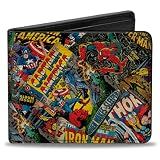 Buckle-Down mens Marvel Comics Hinged - Retro Marvel Comic Books Stacked Bi Fold Wallet, Multicolor, One Size US