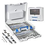 toolant 127 Piece Ratcheting Tap and Die Set, SAE/Metric Tap and Die Set with Assortment Drill Bit for Threading, Double-Layer Tool Box