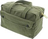 ARMYU Heavy Duty Small Tool Bag Tactical Cotton Canvas Mechanics Bag, 11" x 7" x 6", Olive - Brass Zipper