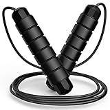 Jump Rope, Tangle-Free Rapid Speed Jumping Rope Cable with Ball Bearings for Women, Men, and Kids, Adjustable Steel Jump Rope with Foam Handles for Home Gym Exercise Fitness Workout Equipment & Slim Body