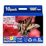 MAGIC MOTO PGI-72 Pro 10 Ink Cartridges Combo Pack Replacement for Canon PGI-72 PGI72 PGI 72 Ink Work for Canon PIXMA PRO-10 PIXMA PRO-10S Printer (MBK/PBK/C/M/Y/PM/PC/R/GY/CO) 10 Pack