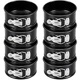 Sunnyray 8 Pcs 4 Inch Springform Pan for Baking Mini Cheesecake Pans with Removable Bottom Nonstick Leakproof Round Cake Mold Spring Form Molds for Mini Cheesecake Pizza and Quiches (Black)