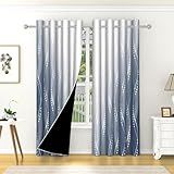 Sillsloso Ombre Blue White Blackout Curtains Thermal Insulated Light Block Room Darkening Window Curtains for Living Room Ombre Drapes for Bedroom, 2 Panels 52x96 inch